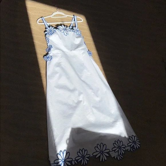 Commense Semi-Sheer Floral Embroidery Back Bow Maxi Dress - Picture 6 of 17